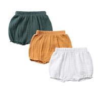 AOOPOO Lot de 3 Shorts en Coton et Lin pour Bébé Enfant Fille Garçon Eté Bloomer Couvre-Couche Mignon Culotte sous-vêtements Souple Confortable Pantalon Court Respirant Slips Elastique
