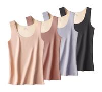 AOOPOO Lot de 4 Débardeur Thermique pour Femme Chemise Thermique sans Manches Gilet Maillot de Corps en Polaire Chaud Hiver Sous-vêtements sans Couture Couche de Base Hauts Thermique pour Femme, S-XXL