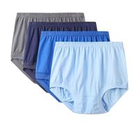 AOOPOO Lot de 4 Slips 100% Coton pour Hommes Âgés sous-vêtements Taille Haute Grande Taille S-3XL Couleur Unie Amples Slips Ultra Doux et Respirant pour Hommes D'âge Moyen et Âgés