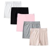 AOOPOO Lot de 5 Short Fille Coton sous Robe Cycliste Legging Court Gymnastique Danse Sport Pantalon Été Uni pour Bébé Enfants Filles 1-11 Ans Shorts de Sécurité