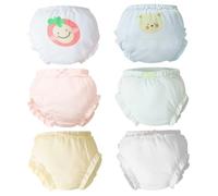 AOOPOO Lot de 6 Bloomer Bébé Fille Culotte sous-vêtements en 100% Coton à Volants Enfant Slips Elastique Pantalon Court Souple Respirant Couvre-Couche Mignon pour Bébé Tout-Petit 6 Mois-4 Ans