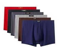AOOPOO Lot de 6 Boxers en 100% Coton pour Hommes Âgés sous-vêtements Taille Haute Grande Taille Couleur Unie Caleçons Amples et Ultra Doux Confortale pour Hommes D'âge Moyen et Âgés, Taille L-7XL