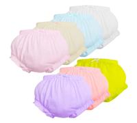 AOOPOO Lot de 7 Culotte en Coton Bébé Fille Bloomer Short Couvre-Couche Mignon Slips Sous-vêtements Souple Caleçon Confortable Élégant Couleur Unie avec Volants Princesse pour Enfant Bébé 6 Mois-8 Ans