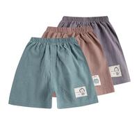AOOPOO Lot of 3 Shorts d'été en Coton Lin pour Bébé Garçon Fille Shorty Pantalon Court Décontracté Uni Short Taille Élastique Casual Mignon Short de Pyjama Souple pour Tout-Petit Enfant 6 Mois-4 Ans