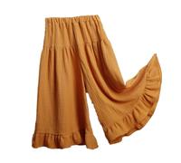 AOOPOO Pantalon en Coton et Lin à Jambes Larges pour Filles Palazzo Pantalon Long Ample et Fluide Taille Élastique Pantalons d'été Décontracté pour Bébé Enfants Filles 6 Mois-8 Ans