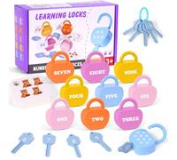 AOOSA 10 Set Learning Locks with Keys, Jouet De Verrouillage Et De Clé pour Enfant, Montessori Baby Keys Toy Ensemble pour Les Tout-Petits 3+, Number Matching Toys pour Développer La Motricité Fine