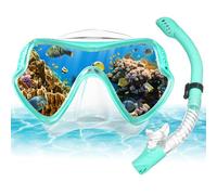 AOOSA Ensemble de Tuba Sec pour Adultes avec Masque de Plongée en Verre Trempé Antibuée, Lunettes Panoramiques Étanches pour le Snorkeling et la Natation
