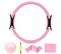 AOOSA Ensemble Pilates, 15''/38cm Anneau Cercle de Pilates avec Deux poignées rembourrées, 4 pièces/6 pièces Pilates Ring Set Exercice Equipment pour Yoga, entraînement de Base, Force, flexibilité