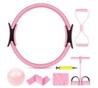 AOOSA Ensemble Pilates, 15''/38cm Anneau Cercle de Pilates avec Deux poignées rembourrées, 4 pièces/6 pièces Pilates Ring Set Exercice Equipment pour Yoga, entraînement de Base, Force, flexibilité