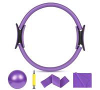 AOOSA Ensemble Pilates, 15''/38cm Anneau Cercle de Pilates avec Deux poignées rembourrées, 4 pièces/6 pièces Pilates Ring Set Exercice Equipment pour Yoga, entraînement de Base, Force, flexibilité