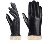 AOOSA Gants en Cuir pour Femmes, Doublés Souples, Elégants et Légers, Ecran Tactile, Gants Hiver Chaud pour Conduite, Sports de Plein Air(M)