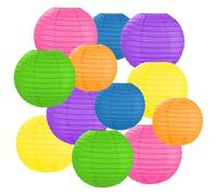 AOOSA Lanternes Papier Couleur, 12 Suspension Rondes Lampions Chinois | 25/20/15 cm Boule Lanterne Papier Decoration pour Décoration de Jardin, Fêtes, Mariages, Festivals