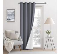 AOOSA Lot de 1 Rideaux Occultants Thermiques, 245x132 cm Rideaux d'hiver à Oeillets, Vent et Hiver Coupe-Vent, Rideau en Fibre épaisse pour Maison, Cuisine, Salon, Chambre, Bureau, Gris