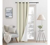 AOOSA Lot de 1 Rideaux Occultants Thermiques, 245x132 cm Rideaux d'hiver à Oeillets, Vent et Hiver Coupe-Vent, Rideau en Fibre épaisse pour Maison, Cuisine, Salon, Chambre, Bureau, Beige