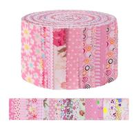 AOOSA Lot de 40 Bandes de Tissu Jelly Roll pour le Quilting, Bandes de Coton Prédécoupées de 6,35 x 111,88 cm, avec 20 Imprimés Floraux Assortis, pour Couture, Couvertures et Loisirs Créatifs, Rose