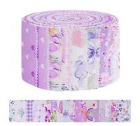 AOOSA Lot de 40 Bandes de Tissu Jelly Roll pour le Quilting, Bandes de Coton Prédécoupées de 6,35 x 111,88 cm, avec 20 Imprimés Floraux Assortis, pour Couture, Couvertures et Loisirs Créatifs, Violet