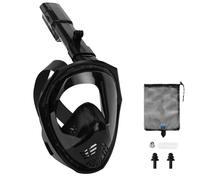 AOOSA Masque de Plongée Intégral pour Adulte, Vue Panoramique à 180°, Masque Tuba avec Support de Caméra Amovible, Anti-buée et Anti-Fuite, Tuba Pliable, sans Risque de CO2 -Noir, S/M