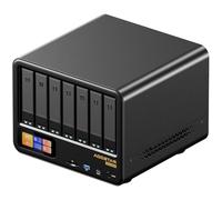 AOOSTAR WTR MAX Mini PC NAS de Bureau 11 Baies, Serveur NAS Ryzen 7 PRO 8845HS 32G DDR5 RAM 1T SSD, 6*2,5"/3,5" SATA HDD, 4*M.2 NVMe PCIe 3.0, 2*10GbE, 2*2,5GbE, triple écran 4K, Stockage en réseau