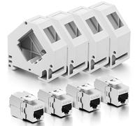 AOOSU 4 Modules Keystone Cat 6A + 4 Adaptateur Rail DIN Support Keystones, Adaptateur de Rail DIN Standard 35 mm pour Module Keystone Réseau Cat6a Cat6 Cat5e, Connecteur Blindé avec Support