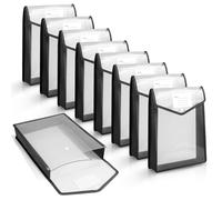 AOOSU A5 Pochette Plastique, 9pcs Enveloppe Transparente Chemise à Bouton Pression, Porte-Document Extensible Verticale, Fichier Document, Pochette Porte-Documents pour Fournitures Bureaux Voyage