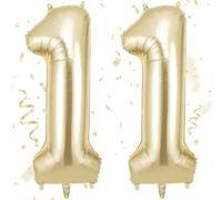 AOOSU Ballon d'Anniversaire 11 Ans Couronne Or Clair, Foil Ballon Numéro Chiffre 101cm, Gonflable Hélium, Deco Anniversaire 11 Ans Grand Ballons pour Fête Party Mariage