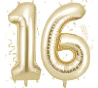 AOOSU Ballon d'Anniversaire 16 Ans Couronne Or Clair, Foil Ballon Numéro Chiffre 101cm, Gonflable Hélium, Deco Anniversaire 16 Ans Grand Ballons pour Fête Party Mariage