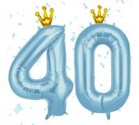 AOOSU Ballon d'Anniversaire 40 Ans Couronne Bleue, Foil Ballon Numéro Chiffre 101cm, Gonflable Hélium, Deco Anniversaire 40 Ans Grand Ballons pour Fête Party Mariage