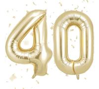 AOOSU Ballon d'Anniversaire 40 Ans Couronne Or Clair, Foil Ballon Numéro Chiffre 101cm, Gonflable Hélium, Deco Anniversaire 40 Ans Grand Ballons pour Fête Party Mariage