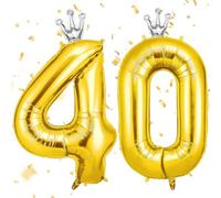 AOOSU Ballon d'Anniversaire 40 Ans Couronne Or, Foil Ballon Numéro Chiffre 101cm, Gonflable Hélium, Deco Anniversaire 40 Ans Grand Ballons pour Fête Party Mariage