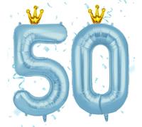 AOOSU Ballon d'Anniversaire 50 Ans Couronne Bleue, Foil Ballon Numéro Chiffre 101cm, Gonflable Hélium, Deco Anniversaire 50 Ans Grand Ballons pour Fête Party Mariage