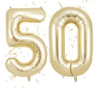 AOOSU Ballon d'Anniversaire 50 Ans Couronne Or Clair, Foil Ballon Numéro Chiffre 101cm, Gonflable Hélium, Deco Anniversaire 50 Ans Grand Ballons pour Fête Party Mariage