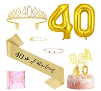 AOOSU Couronne Anniversaire Echarpe, 18e Anniversaire Ceinture et Diadème pour Filles, Ballon Chiffre 18, Bougies-18, Gâteau Topper Happy Birthday, Kit d’Accessoires Anniversaires, Décoration de Fête