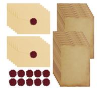 AOOSU L'ensemble de Papeterie Vintage Papier, 16 Feuilles de Papier à Lettre Kraft Vintage B6, 12 Enveloppes et 12 Autocollants de Sceau en Cire, pour Invitations Anniversaire Mariage Cartes