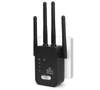 AOOSU Repeteur WiFi Puissant, Amplificateur WiFi 4 antennes, 2 Ports LAN, 1200Mbps, Couvrant Une Superficie 250 m²,Répéteur/Routeur/AP pour la Maison et Le Bureau(Noir)