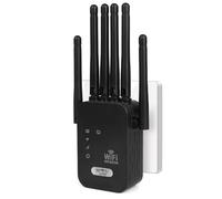 AOOSU Repeteur WiFi Puissant, Amplificateur WiFi 6 antennes, 2 Ports LAN, 1200Mbps, Couvrant Une Superficie 250 m²,Répéteur/Routeur/AP pour la Maison et Le Bureau(Noir)