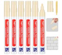 AOOSU Stylo Joint Carrelage Beige, 6Pcs Stylo de Carrelage à Coulis avec Pointe de Rechange, Imperméable Marqueur Joints, Rénovateur de Coulis pour Joints de Carrelages de Cuisine et Salle de Bain Sol