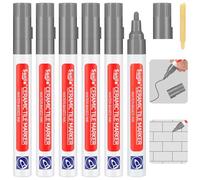 AOOSU Stylo Joint Carrelage Gris Foncé, 6Pcs Stylo de Carrelage à Coulis avec Pointe de Rechange, Imperméable Marqueur Joints, Rénovateur de Coulis, Joints de Carrelages de Cuisine et Salle de Bain