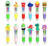 AOOSU Stylos À Bille Kawaii, 12Pcs Stylo 4 Couleurs en 1, Mini Mignon Stylo Bille Rétractable Mini Stylos Enfant Cadeaux Anniversaire Enfants Invites pour Fête Gadget Anniversaire Enfant