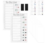 AOOSU Tableau Memo Checklist, 2Pcs Tableau de Liste de Contrôle 20x12cm Tableaux de Tâches à Faire pour Enfants Liste de Choses Tableaux Routine Enfant To Do List avec 10 Fiches Réutilisable-Blanc