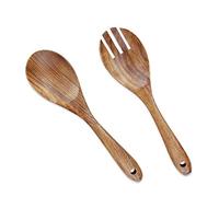 AOOSY 2 pièces serveurs à Salade en Bois, 10,2 Pouces cuillères à Servir en Bois Ensemble Salade mélange Fourchette et cuillère à Long Manche Pince à Salade Cuisine ustensile de Cuisine