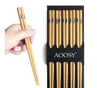 AOOSY Lot de 5 Paires de Baguettes en Bambou de Style Japonais réutilisables avec boîte de 22,5 cm, passent au Lave-Vaisselle