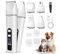 AOOTE 4 en 1 Tondeuse Chat Chien Set, Tondeuse silencieuse pour chat,USB-C,Tondeuses Professionnel Silencieux écran LCD pour Chats Chiens à Poils de Pattes Fesses et Poils Noués