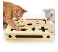 AOOTE Boîte d'Enrichissement pour Chat, Boîte à griffer en Bois pour Chat, Jouets interactifs pour Chats,Boîtes d'occupation pour l'entretien des Griffes de Chats,39cm x 30cm x 8cm