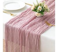 AOOTE Chemins de Table,90x400cm Chemin de Table Bohème en Gaze, Bohème Tables de Cuisine en Gaze pour Les Mariages, Anniversaires, Fêtes Prénatales, Décorations de Banquets,Rose