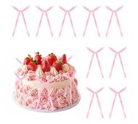 AOOTE Décor de Gâteau avec Nœud Rose, 20PCS Décorations de Gâteaux avec Nœud et Ruban, Décorations pour Cakes avec Nœud, Nœud en Ruban pour Anniversaire, Baby Shower, Fête de Mariage
