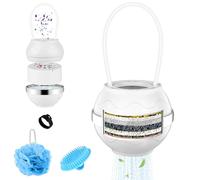 AOOTE Filtre à Boule de Bain, Bath Ball Water Filter, Filtre à Eau pour Boule de Bain, Filtre de Bain en 8 étapes, Filtre à Eau Sans BPA, avec Boule de Douche et Brosse à Shampoing