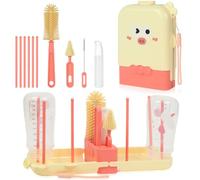 AOOTE Goupillon Biberon Silicone,Ensemble de brosses pour biberons | Kit Goupillon Biberon Silicone 6 en 1,Brosses biberon, tétine et paille, porte-brosse, égouttoir, distributeur et boîte