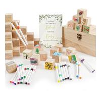 AOOTE Lot de 78 Jeux de fête prénatale,et de Jeux pour la Baby Shower,en Bois, Kit de Loisirs créatifs en Bois à Monter soi-même pour fête prénatale garçon et Fille