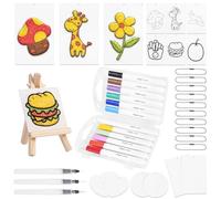 AOOTE Magic Puffy Painting Set, 38PCS Puffy Popcorn Draw Texture Painting Kit, Éponge Magique pour Dessin 3D, Kit Papier Peinture Texture Mousse Magique avec Papier, Stylo, Chaîne, Chevalet