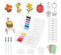 AOOTE Magic Puffy Painting Set, 60pcs Kit de Peinture à Texture Magique, Éponge Magique pour Dessin 3D, Kit Papier Peinture Texture Mousse Magique avec Papier, Stylo, Chaîne, Chevalet